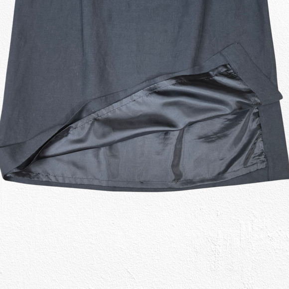 Y2K Pendleton Dark Gray Silk Linen Mid Rise Classic A-Line Midi Skirt Size 14 - Picture 6 of 8